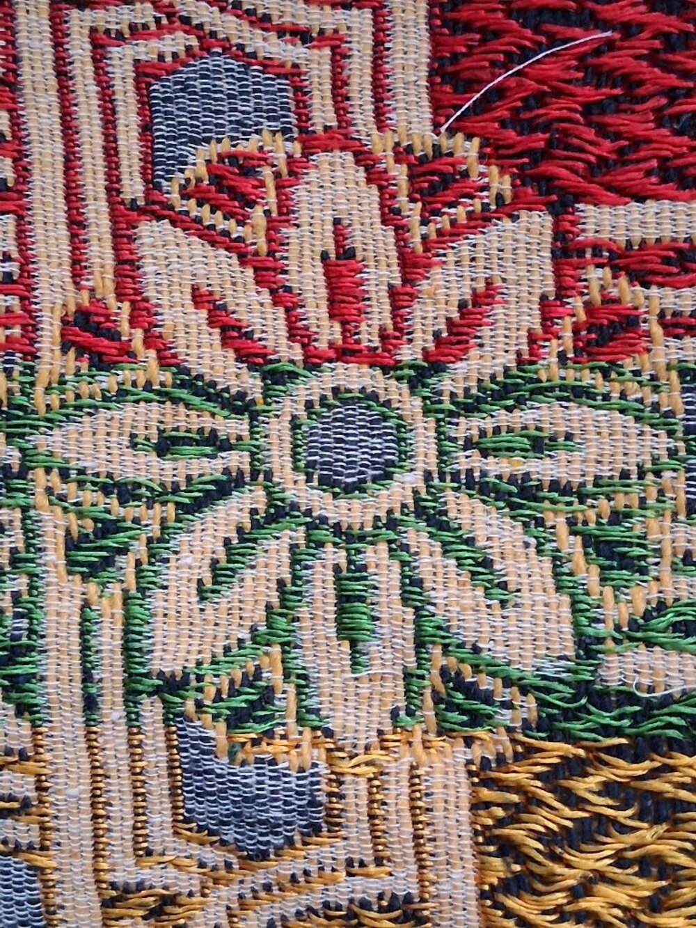 ✨Mid‑Century Italian Jacquard Bedspread 🌿 Horsemen Tapestry Luxe 94x78 - Picture 7 of 11